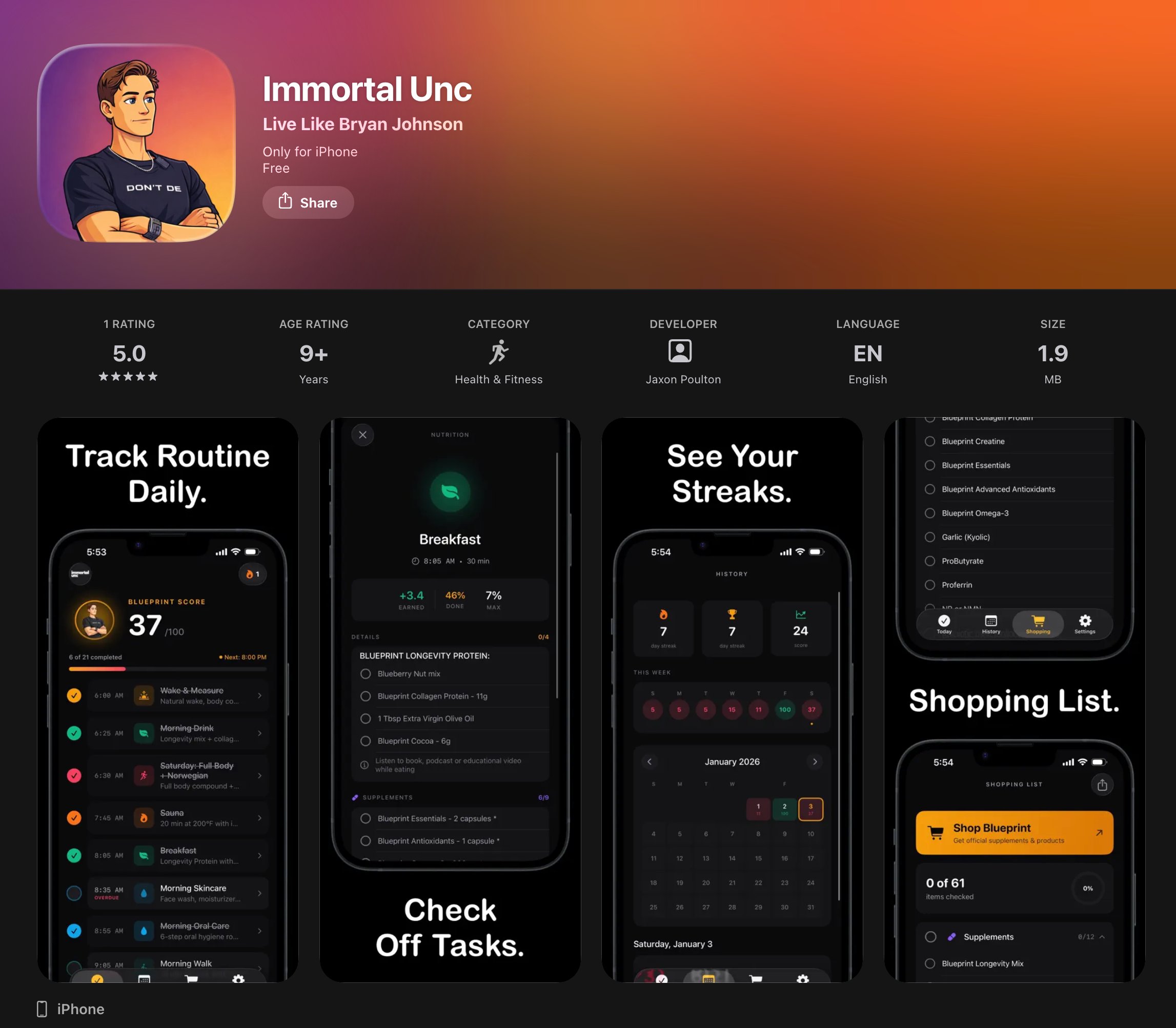 Immortal Unc app on the App Store
